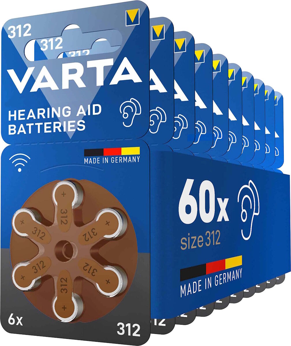 Varta Hearing Aid Batteries Size 312 Brown   60-Pack