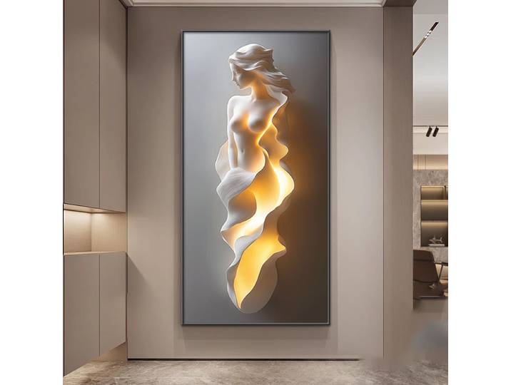 Peinture de décoration de porte d'entrée de luxe légère moderne, peinture suspendue de couloir abstraite Simple, lampe murale, peinture de lumières Led