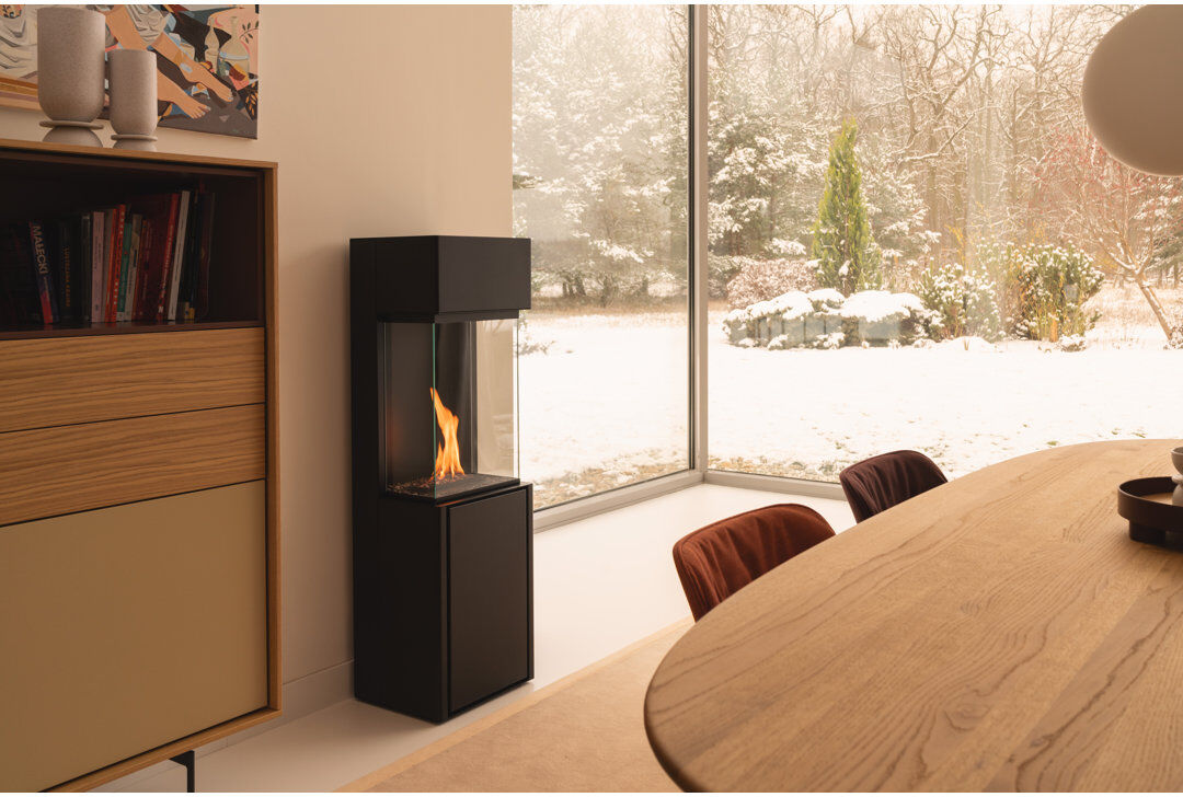 Planika - Arcticon Bioethanol Fireplace, Freestanding BEV Fireplace for Indoor Black 126cm H X 40cm W X 32cm D