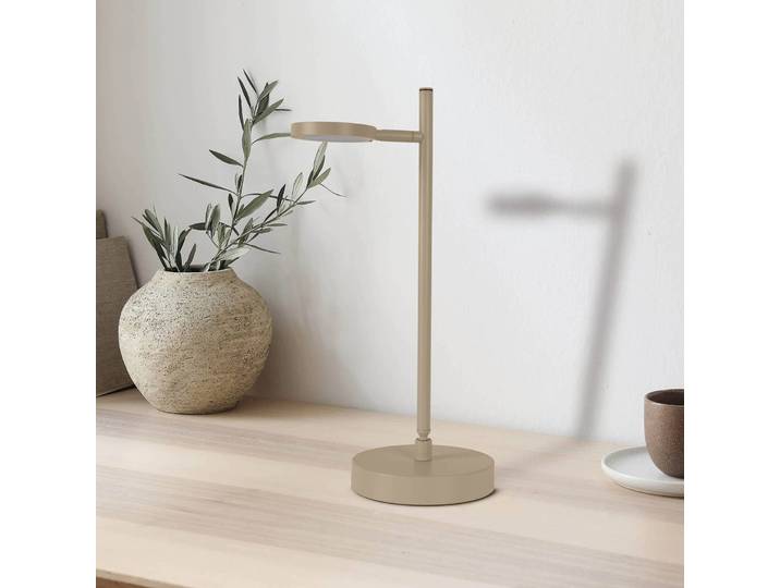 Näve LED Tischlampe Lupa, dimmbar, creme / amber, für Wohn- / Esszimmer, Metall, Modern, LED Tischlampe