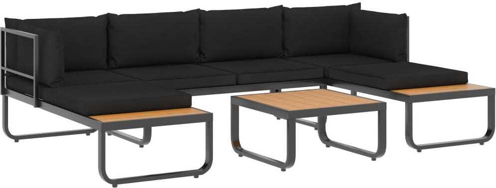 4-tlg. Garten-Ecksofa-Set mit Auflagen Aluminium und WPC