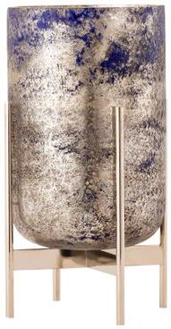 Atlas Lighting and Home Atlas Bailey Blue Glass Gold Flecked Vase