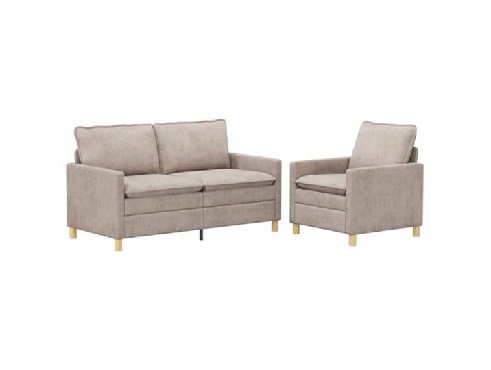 IBUQDDV Sofaset 2 STK. Beige Polyester Metallrahmen, abnehmbare Bezüge, Plüschkissen, schlanke rechteckige Form, moderner Stil