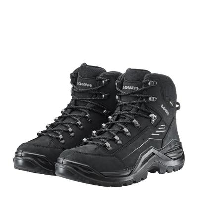 Wanderschuh LOWA "RENEGADE EVO GORE-TEX MID", Herren, Gr. 43,5, schwarz (tiefschwarz), Leder, Schuhe Wanderschuh, wasserdicht, winddicht,atmungsaktiv dank GORE-TEX Membrane