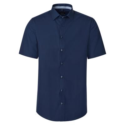Businesshemd VENTI "VENTI Businesshemd Kurzarm uni", Herren, Gr. 39, Normalgrößen, dunkelblau, 100% Baumwolle, unifarben, schmal, Hemden