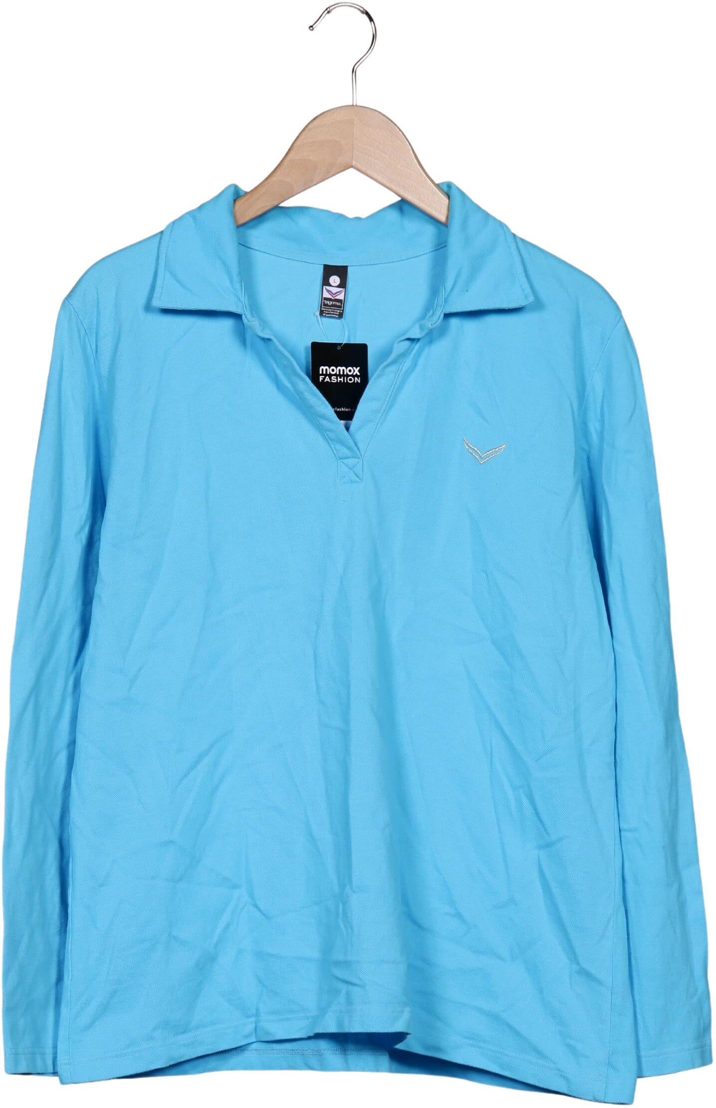 Trigema Damen Poloshirt, Hellblau, Gr. L, Baumwolle - Second Hand