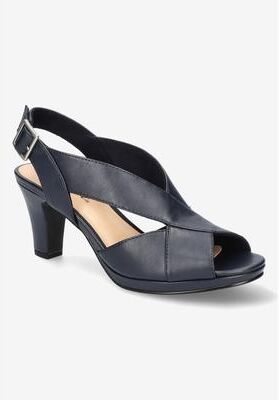 Extra Wide Width Women's Christy Sandals by Easy Street in Navy (Size 10 WW)