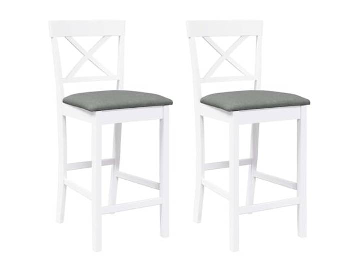 HKLGBVCR Barhocker mit Kissen, 2-teilig, weiß, Massivholz Stoßfestes Gummibaumholz, ergonomische Rückenlehne, bequemes Kissen, zeitloses Design, vielseitig einsetzbar