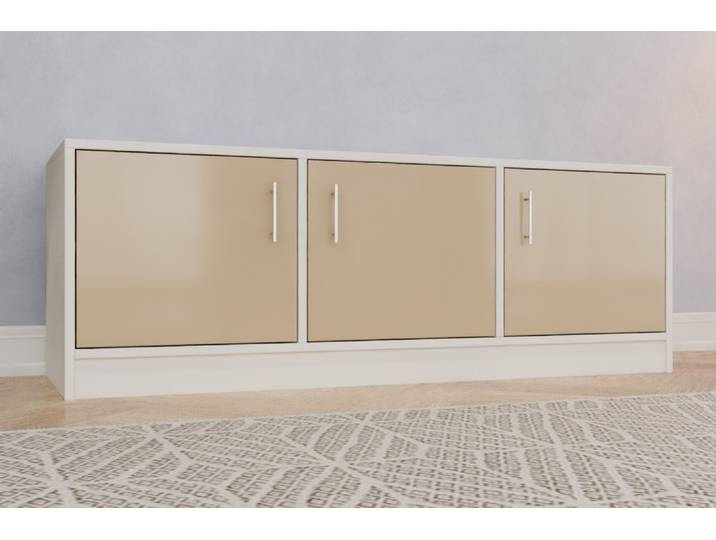 TV-Möbel nach Maß - Lackiertes Glas Magnolie satiniert - 51x145x50cm - Individuell konfigurieren