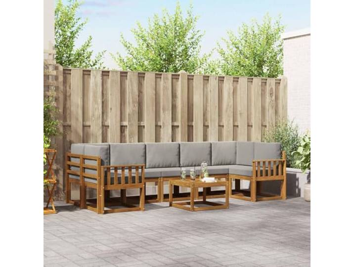 RJPLMFV Sitzgruppe für den Außenbereich, 8-teilig, Akazienholz, massiv Modulares Design, fester Lattenrahmen, flexible Sitzfläche für Garten oder Terrasse