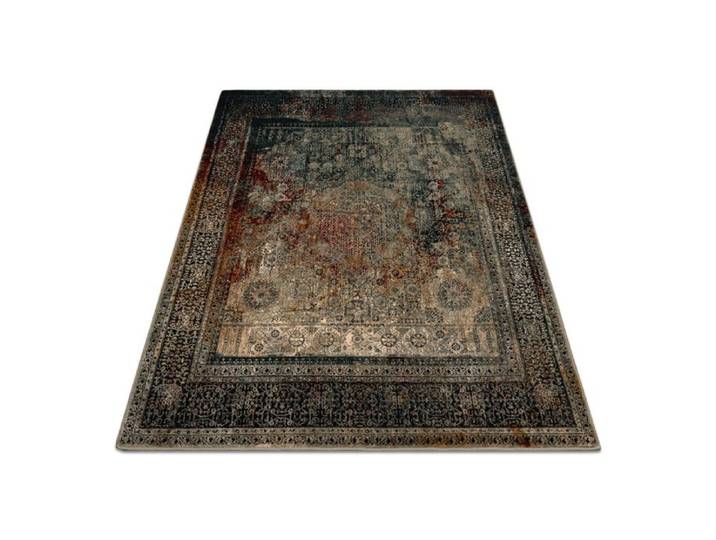 Tapis en laine OMEGA MAMLUK Carré - Rosette vintage émeraude - 135x135 cm