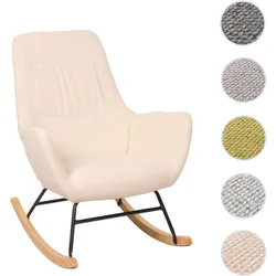 Schaukelstuhl HWC-N13, Schwingstuhl Relaxsessel Fernsehsessel, Massiv-Holz Metall Stoff/Textil 320g/m2 ~ creme