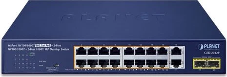 Planet Technology 16-Port GE 802.3at + 2-Port GE + 2-Port 1000X SFP