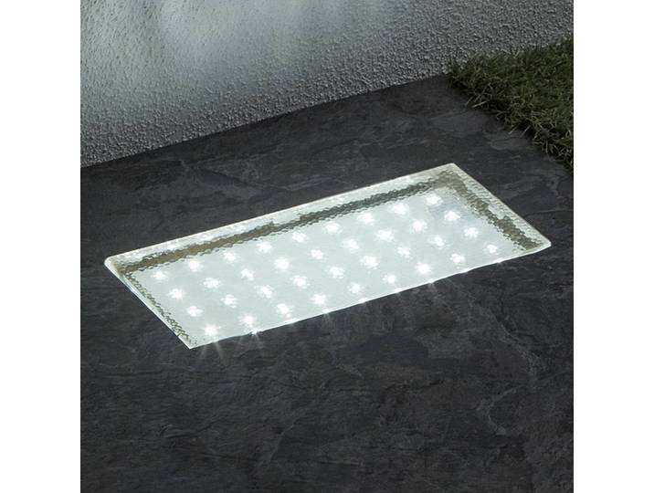 Searchlight Rechteckige LED-Bodeneinbauleuchteleuchte Walkover, 20 cm Walkover, weiß / opal, Kunststoff, Modern, Einbauleuchte