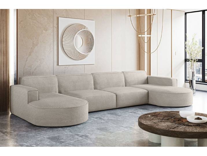Kaiser Möbel Ecksofa Designer MODENA U XL stoff Dicker cord Poso, Viele Farben, praktisch und komfortabel
