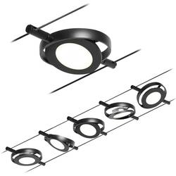 Paulmann RoundMac 94418 Seil-Komplettsystem LED fest eingebaut LED Schwarz (matt), Chrom