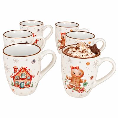 6er Set Pfeffi Kaffeebecher 340ml Haus Lebkuchenfigur Weihnachten Tee Tasse