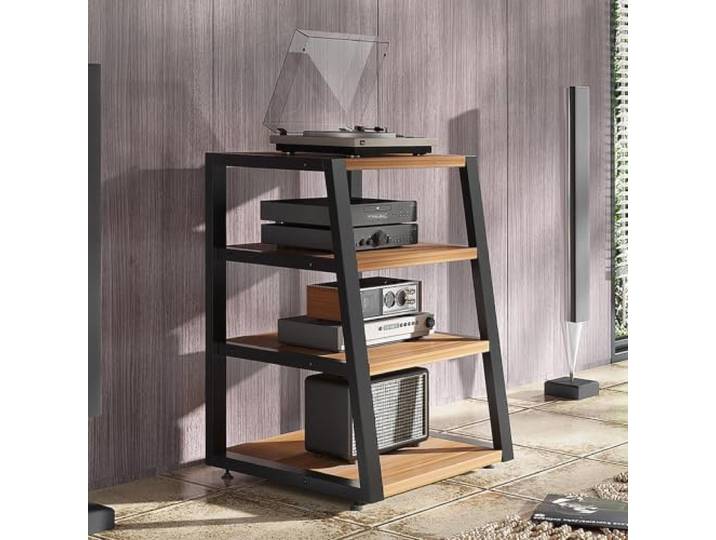 2/3/4 Ebenen AV-Schrank, Verstärkerrack, Audio-Ständer aus Stahl und Holz Offene Ablage, Audio-Geräterack, Stereo-Komponenten, CD-Player, AV-Geräte, Heimkino, Wohnzimmer