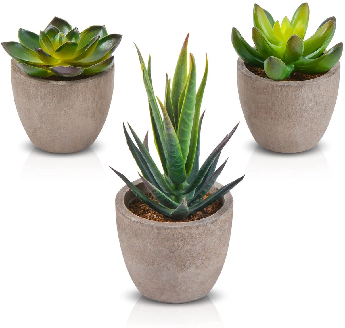 Set van 3 realistische kunstvetplanten in potten