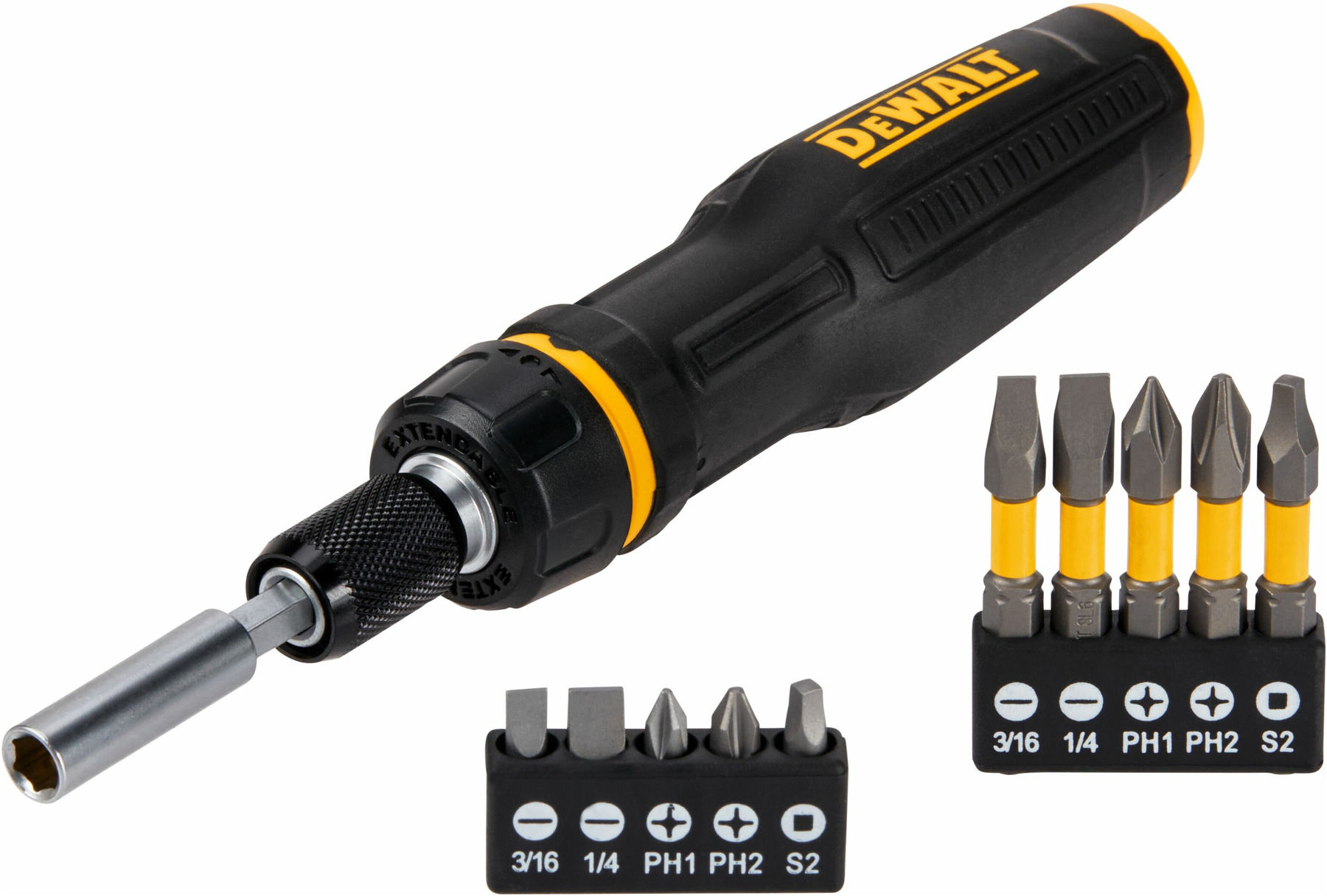 DEWALT Bit-Schraubendreher mit Ratsche inkl. Bit-Set 10-tlg DWHT68001-0)