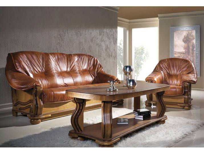 JVmoebel Sofa Klassische Ledercouch in Braun mit stabiler Holzkonstruktion, Made in Europa