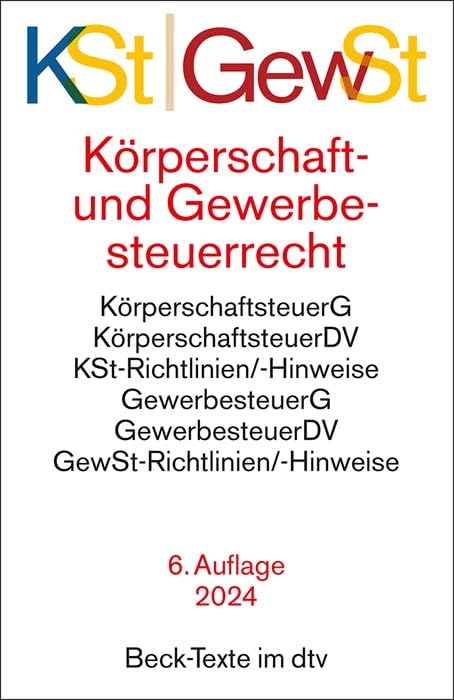 Körperschaftsteuerrecht / Gewerbesteuerrecht: Körperschaftsteuergesetz, Körperschaftsteuer-Durchführungsverordnung, Körperschaftsteuer-Richtlinien und ... Gewerbesteuer-Hinweise (Beck-Texte im dtv) - Preis vom 09.10.2026 07:28:09 h