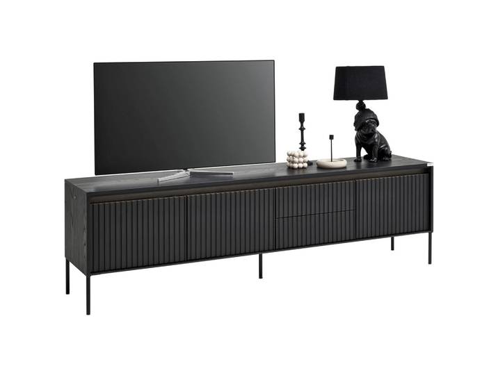 Hom`in Lowboard, Schwarz, Holzwerkstoff, 2 Schublade(n) Schubladen, 192x56x40 cm, Typenauswahl, Beimöbel erhältlich, stehend, Beleuchtung, Wohnzimmer, TV Möbel, Lowboards, Lowboards stehend