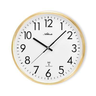 Funkwanduhr ATLANTA, goldfarben, Wanduhren, Ø 32cm, Wohnzimmer, Esszimmer, Küche, Arbeitszimmer, Flur, Büro, Gästezimmer