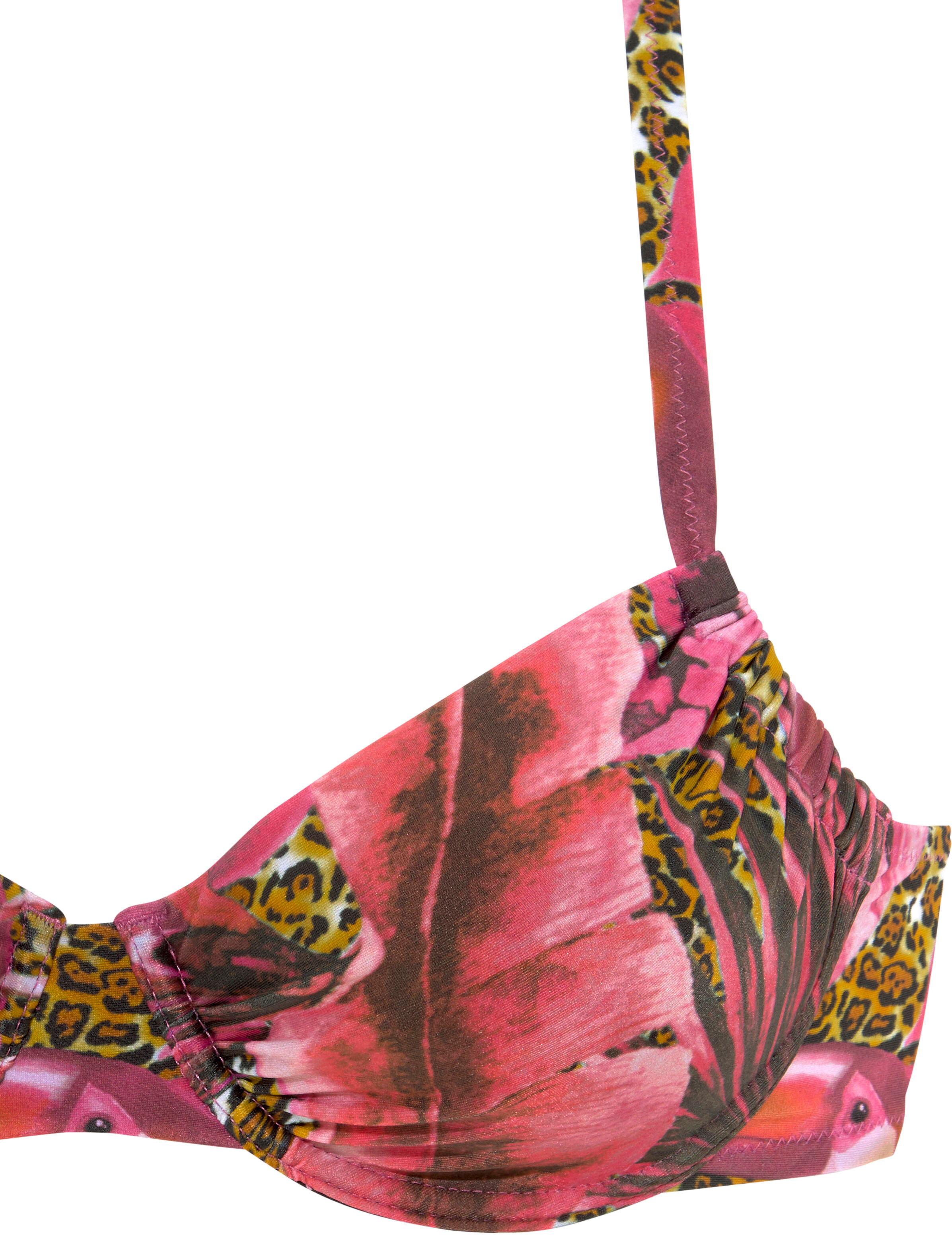 Bügel-Bikini LASCANA, Damen, Gr. 38, Cup B, pink (pink, bedruckt), Polyamid, bedruckt, Bikini-Sets Bügel-Bikini, mit höher geschnittener Hose pink, bedruckt 38, Cup B