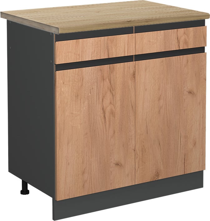 Vicco R-Line Keukenonderkast J-Shape met deuren en laden, Eik, Breedte: 81,6 cm