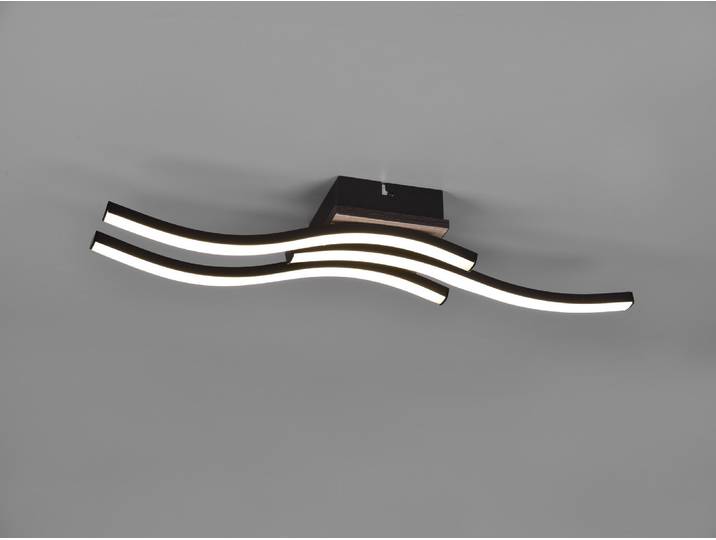 Trio Leuchten - Design Deckenleuchte I Deckenlampe I Lampe I Leuchte schwarz mit Holz inkl. LED 3-flammig - Vanesa I Wohnzimmer I Schlafzimmer - Kunststoff Länglich - I (nicht austauschbare) LED