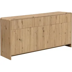 FineBuy, Kommode + Sideboard, Sideboard Eiche Dekor 155cm Kommode Anrichte Standschrank mit Türen Schubladen (155 x 40 x 76 cm)