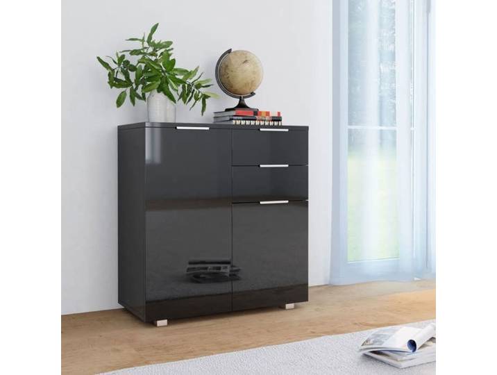 (Noir) Buffet bahut - Buffet Enfilade Noir brillant 71x35x80 cm bois ingénierie 263713