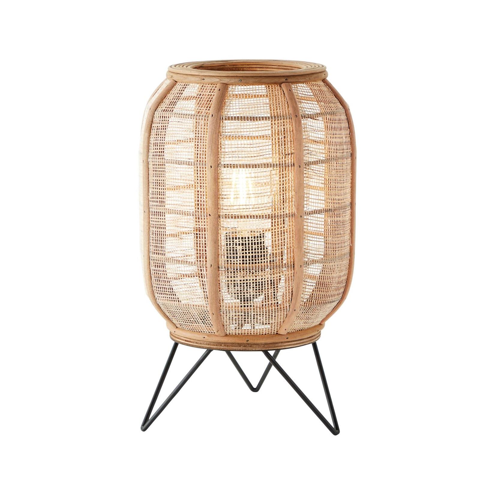 BRILLIANT Lampe , Tanah Tischleuchte schwarz/natur , 1x A60 , E27 , 42W , Mit Schnurzwischenschalter
