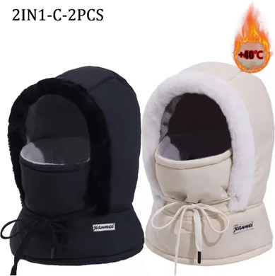 Inspire Picks Cold Weather Thermal Balaclava Scarf Windproof Plush Hood Ski Face Mask setd 2pcs