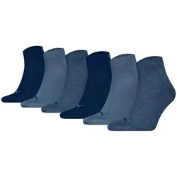 PUMA Unisex Quarter Socken, 6er Pack - Quarter Plain ECOM 6P, Logo, uni Denim Blau / 47-49