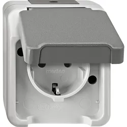 Merten MEG2300-8029 SCHUKO-Steckdose mit erhöhtem Berührungsschutz, lichtgrau, AQUASTAR MEG23008029