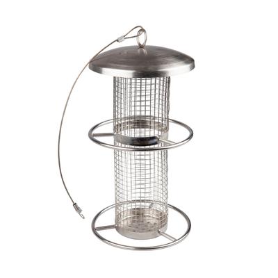 Futterhaus WINDHAGER "Pick-Up, Futterspender aus wetterfestem Edelstahl", silber, B:28cm H:14cm L:14cm, Futterautomaten, Futterstation inkl. Aufhängung, Füllmenge ca. 0,9L, 14 x 14 x 28cm