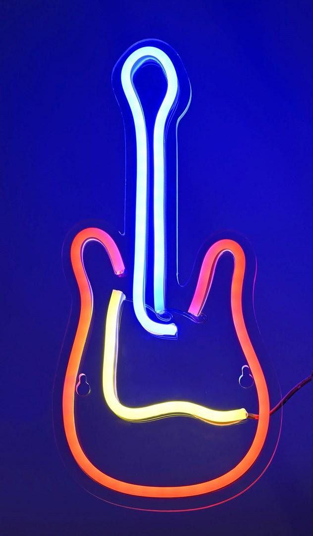 ActiveJet Neon LED Wanddecoratie Gitaar met USB-aansluiting