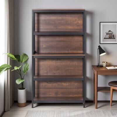ZWYO HOSIMU "59.8""H Storage Shelf, Particleboard with Wood Frame, 4-Tier Bookshelf Utility Organizer with Anti-Tipping Features"