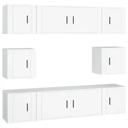 vidaXL 8-tlg. TV-Schrank-Set Weiß Holzwerkstoff