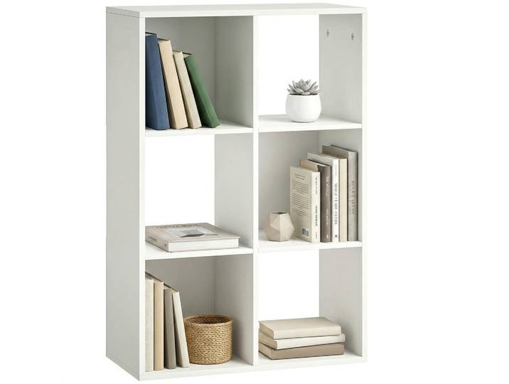 ComfortXL Bücherregal De-09392 3 Ebenen mit Kippschutz Weiß, 29.5x91.5x61.5 cm, Wohnzimmer, Regale, Bücherregale