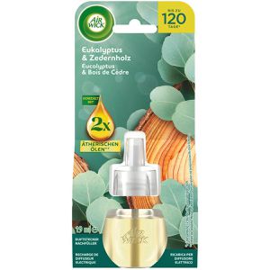 Airwick Raumduft Duftstecker, Duftölflakon, 19 ml, Nachfüller, ätherische Öle, Eukalyptus & Zedernholz