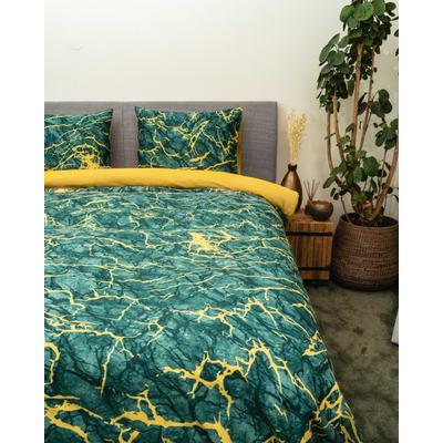 Bettwäsche KAYORI "Shima", grün, B/L: 155cm x 220cm, 1 Stk., 1 Stk., Mako-Satin, B/L: 80cm x 80cm, 2 Stk., Mako-Satin, Obermaterial: 100% Baumwolle, Bettwäsche, Bettwäsche, Hergestellt aus GOTS-zertifizierter Bio-Baumwolle