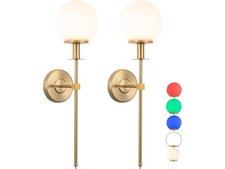 2 Stück kabellose Wandleuchte, Fernbedienung, Glaskugel, Beleuchtung, Wandleuchte mit Akku, wiederaufladbar, Wandleuchten für Flur, Nachttisch, Schlafzimmer