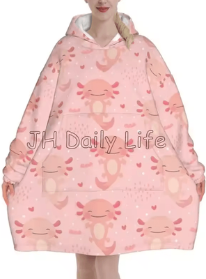 Inspire Curations Axolotl Oversized Flannel Wearable Blanket Hoodie 3