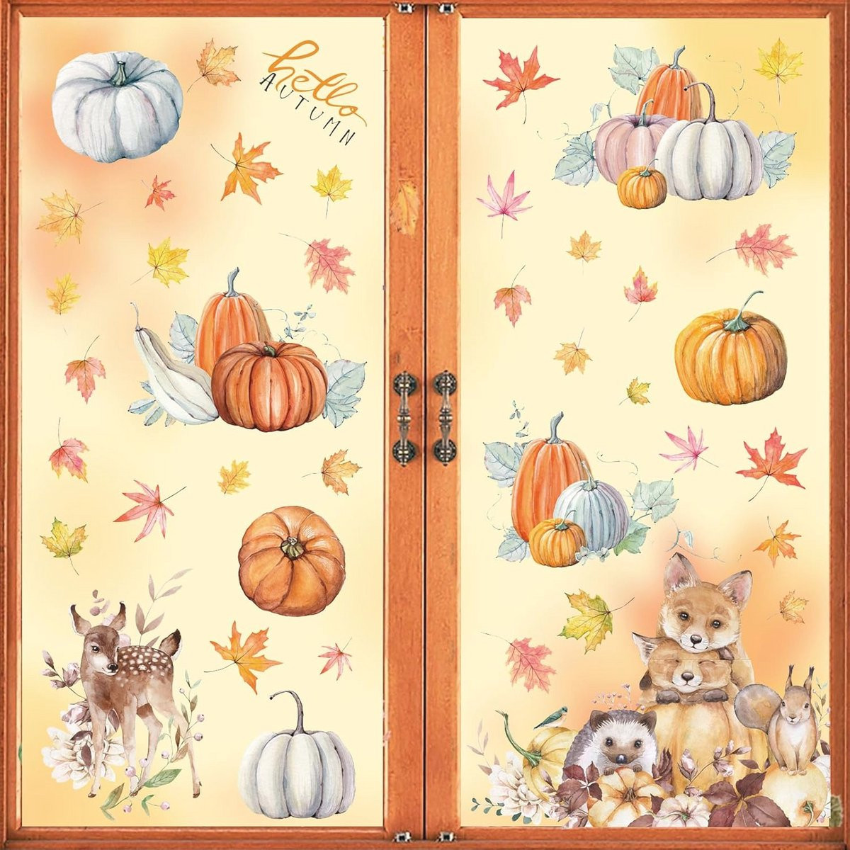 Herfst Raamstickers - Zelfklevende Raamafbeeldingen voor Oogstfeest en Thanksgiving Decoratie