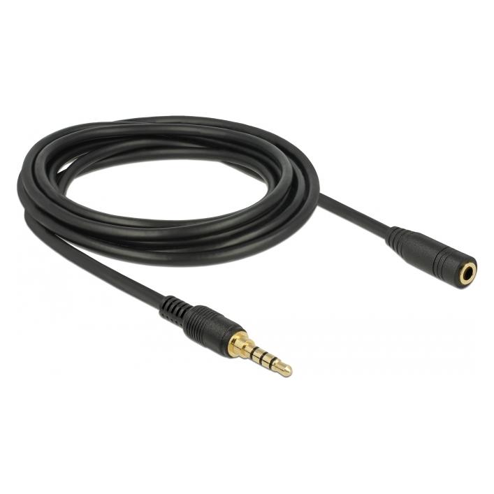 Delock Klinkenverlängerungskabel 4 Pin Stecker zu Buchse (3 m, AUX Kabel) (85633)
