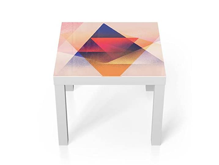 DEQORI Glastisch weiß klein 55x55 cm Motiv Geometrie der Farben ausgefallener Beistelltisch aus Glas Hochglanz Couchtisch fürs Wohnzimmer moderner Couch Tisch mit Design