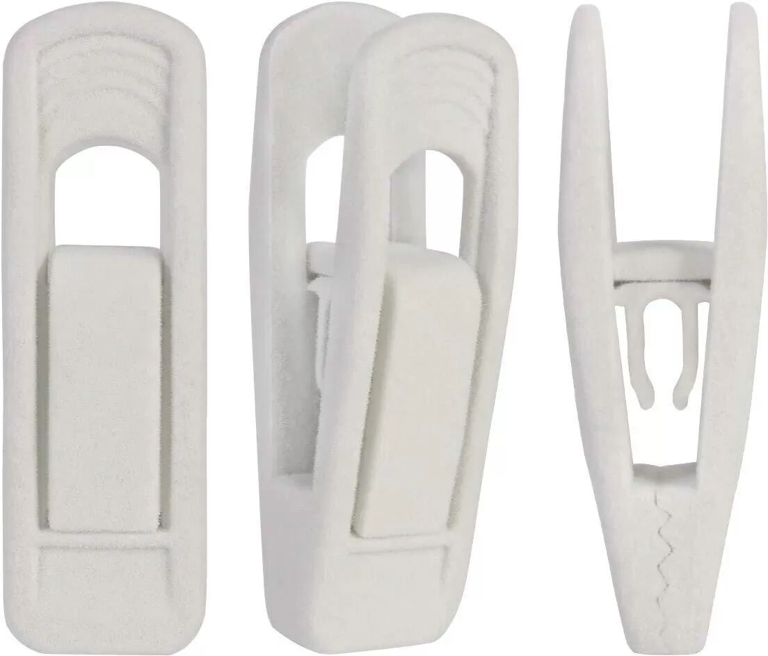 INF 10er-Pack Samt Kleiderbügel Clips - Rutschfeste beflockte Wäscheklammern für Kleidung Weiß